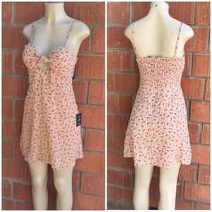 Lulu's Super cute Peach Floral Peek-A-Boo summer Dress